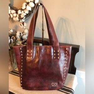 Bed Stu Leather Stevie Tote Shoulder Bag Merlot Deep Red Retail $255